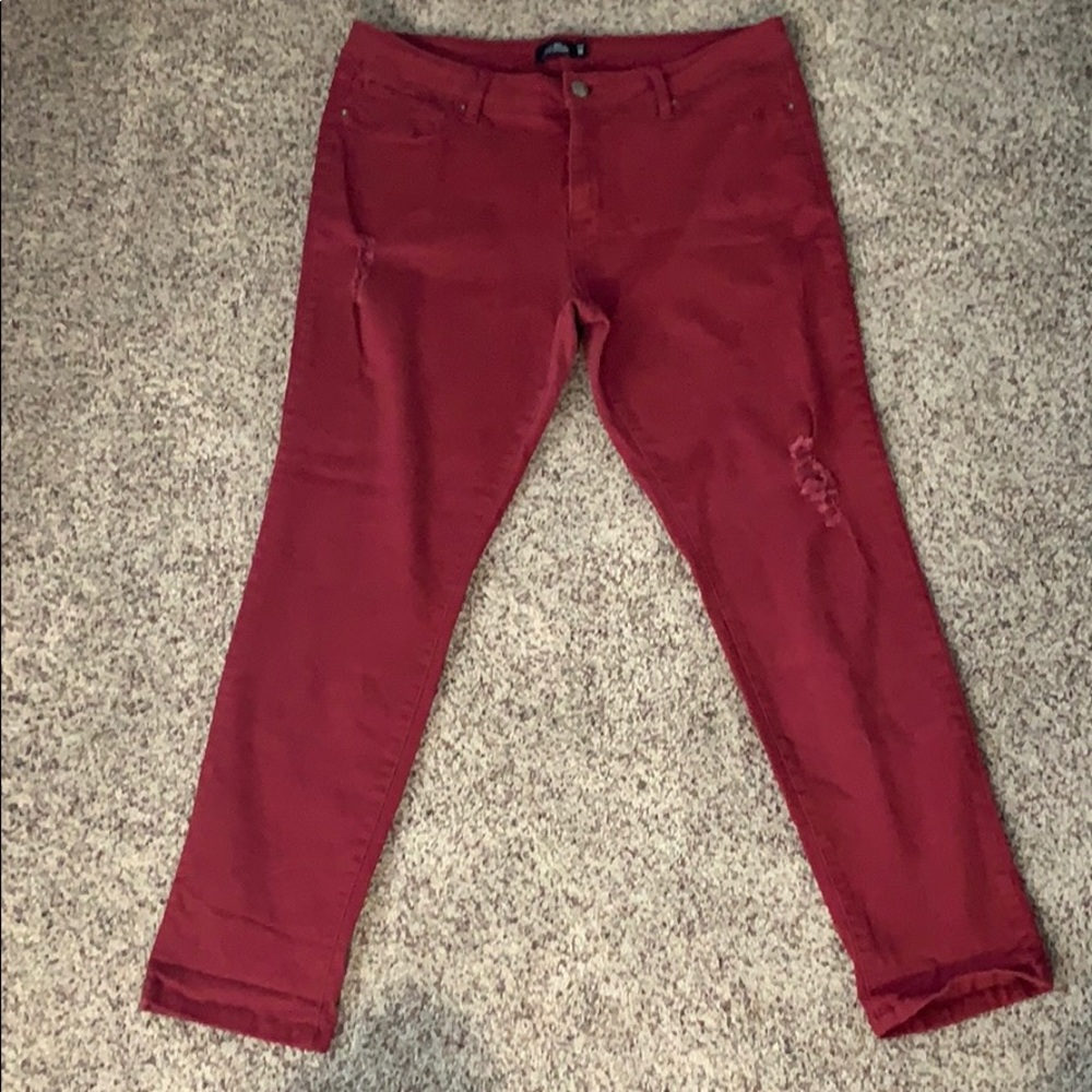 Royalty For Me Red Distressed Jeans